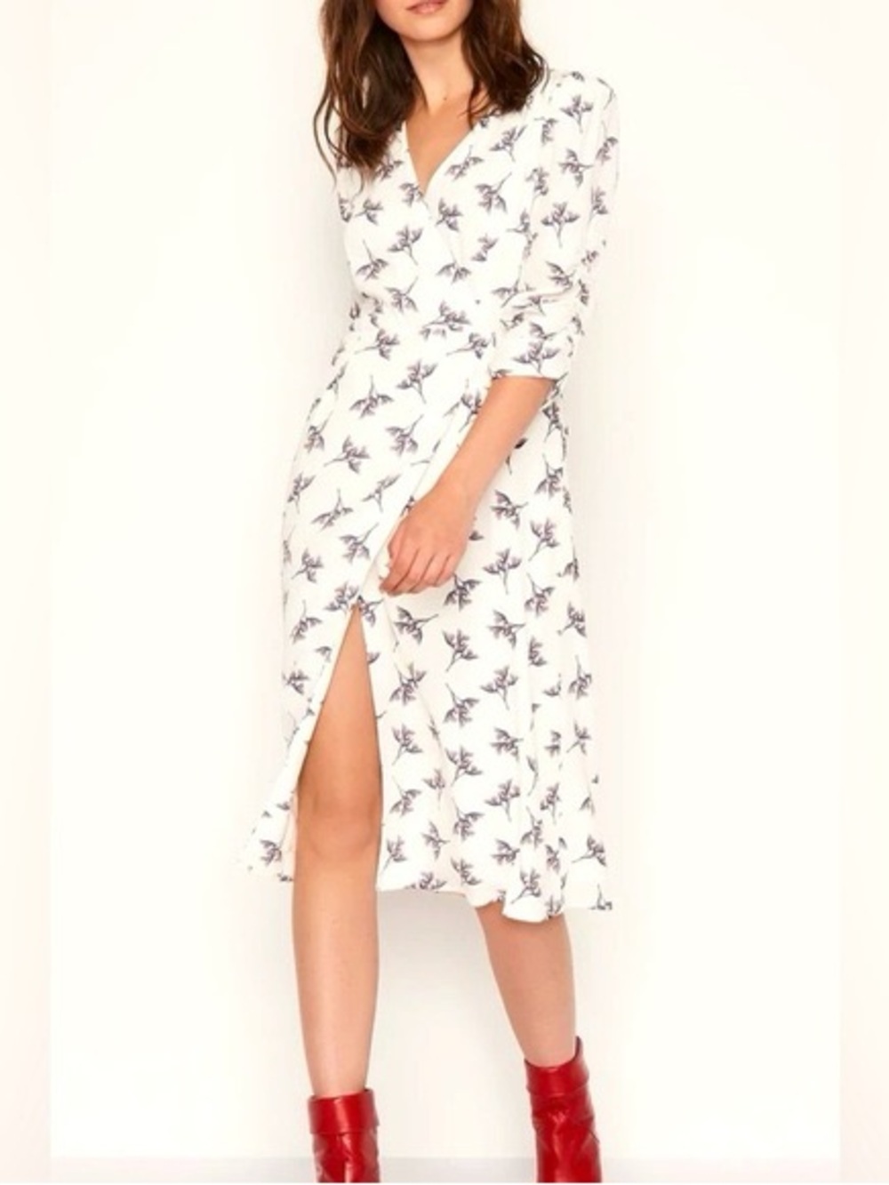 ba&sh Fanny Ecru Dress Size 6 Floral Print